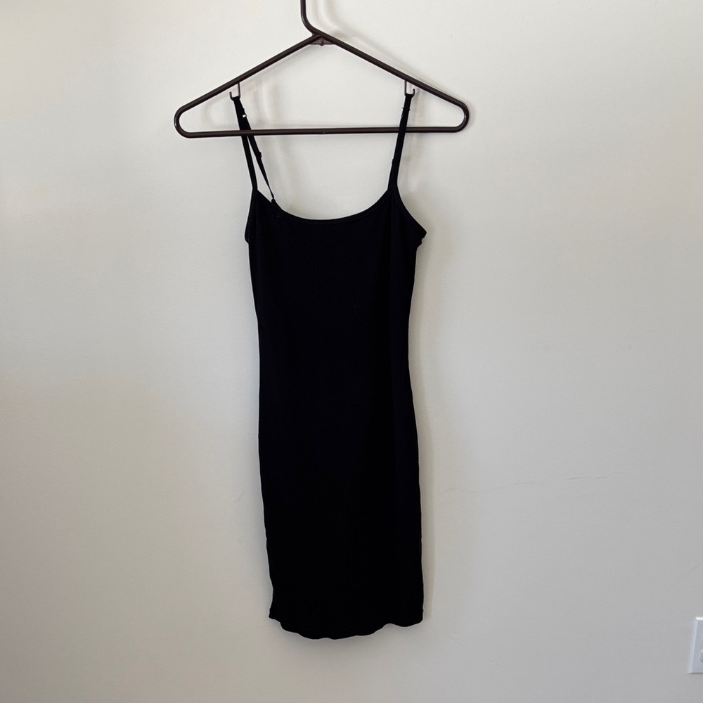 Black ribbed Dress w/ shapewear romper - Picture 2 of 4